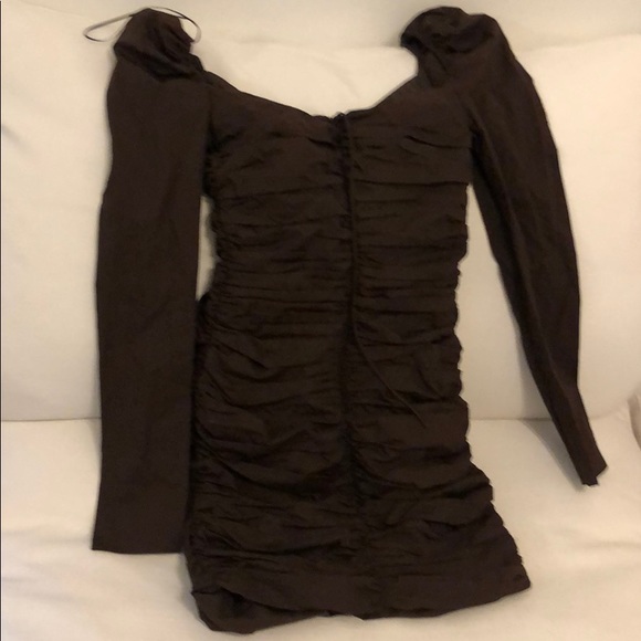 SOLD BNWT Zara Studio AW18 Brown Mini Dress sz S - Picture 4 of 4